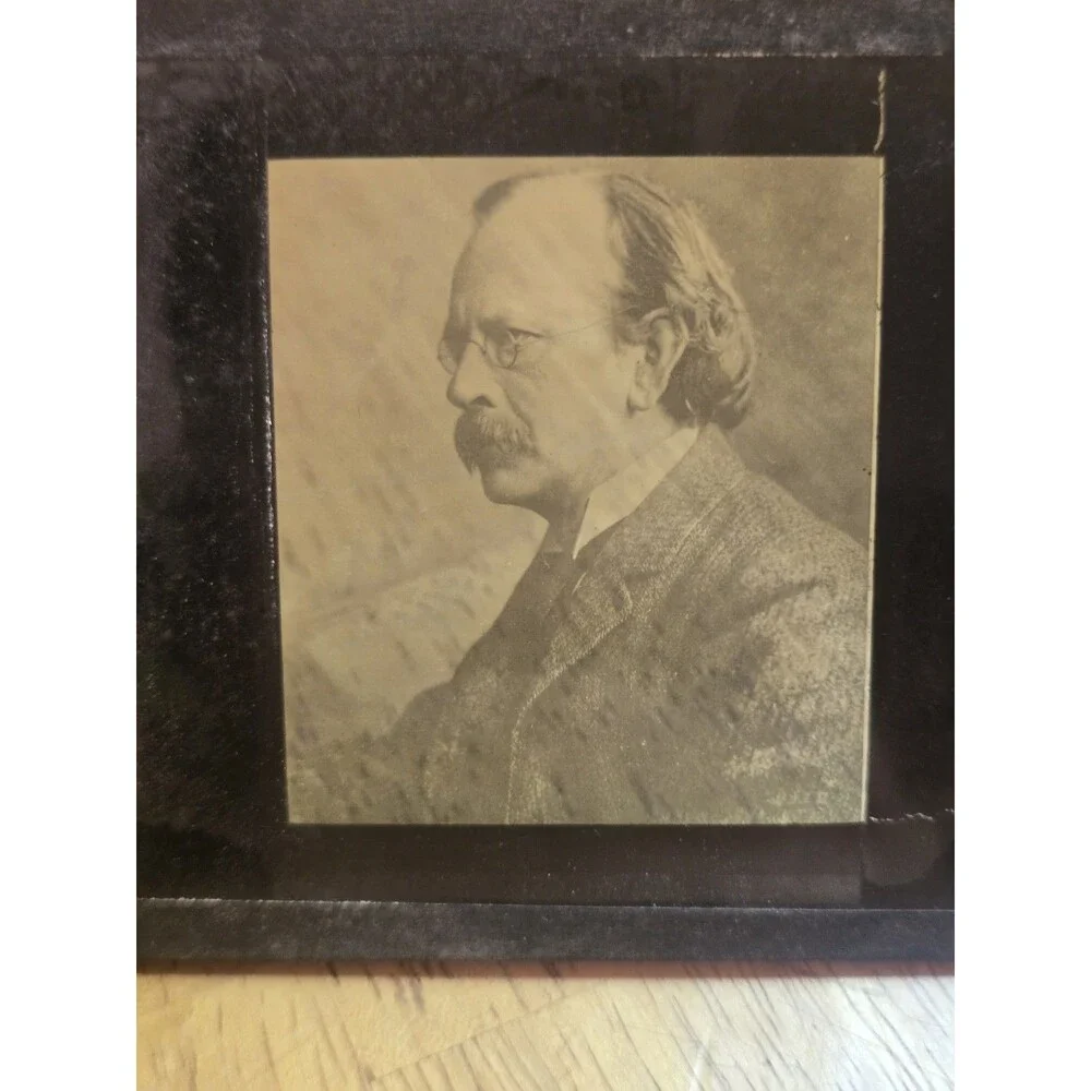 ​7 Vintage Magic Lantern Glass Slides Famous Scientists Mendeleev Daguerre...